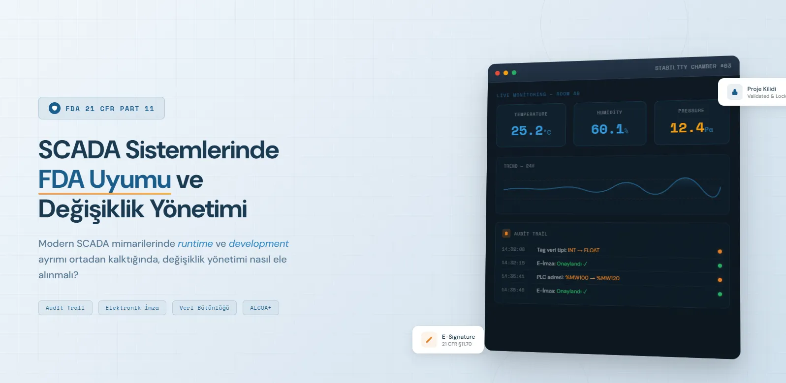SCADA Sistemlerinde FDA 21 CFR Part 11 Uyumu