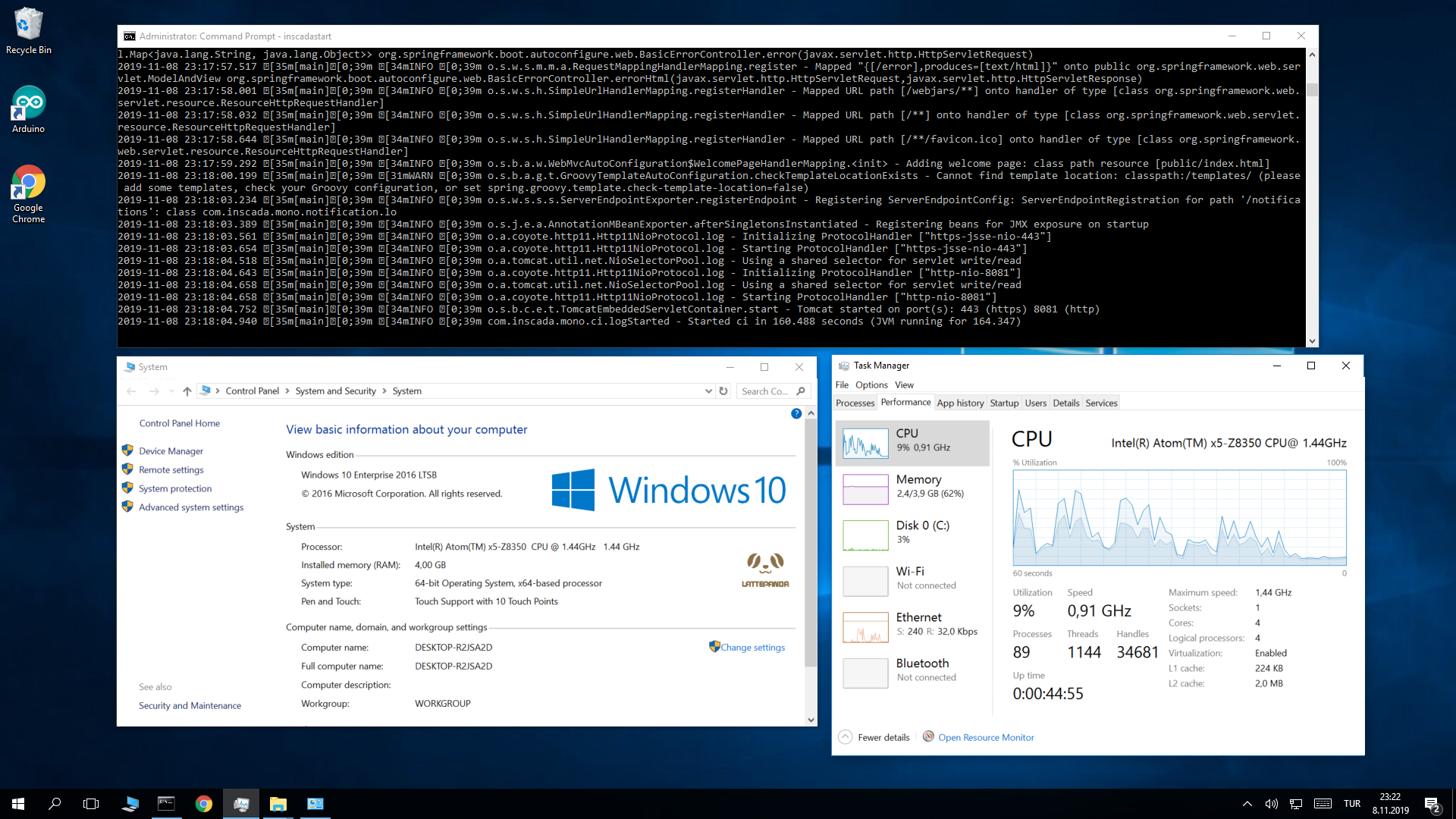 inSCADA boşta CPU kullanımı